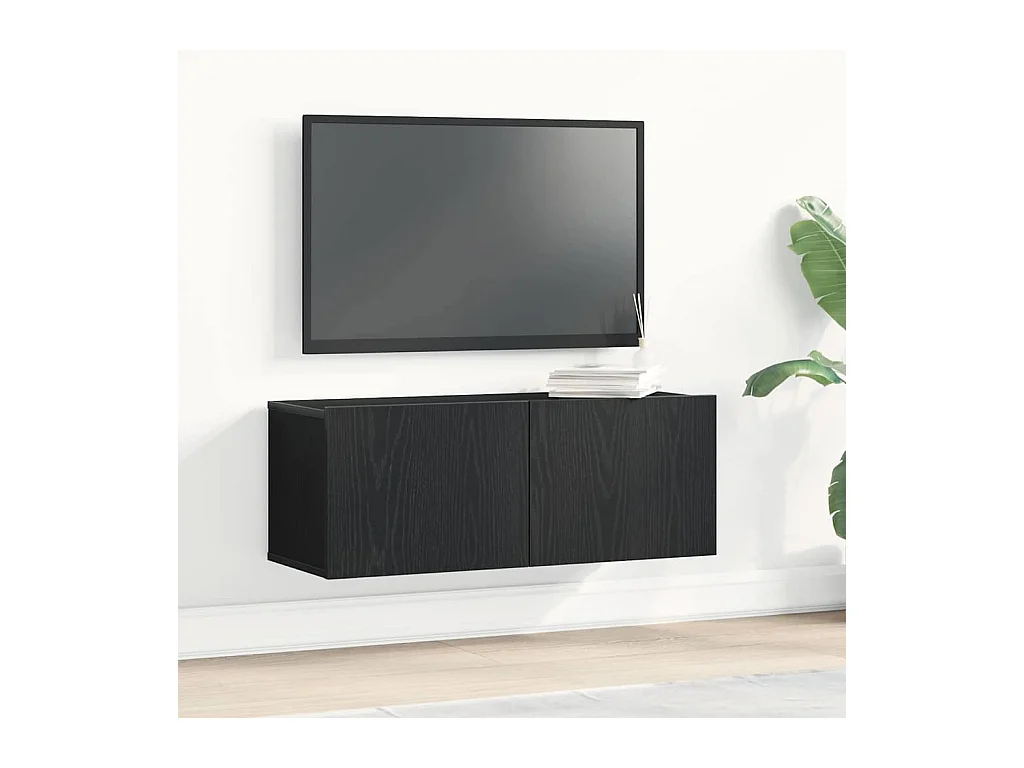 Racks de TV 2 peças Carvalho preto 80 x 30 x 30 cm