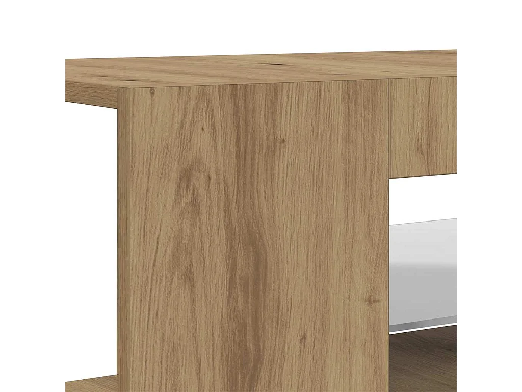 Meuble TV avec lumières LED chêne artisanal bois d'ingénierie