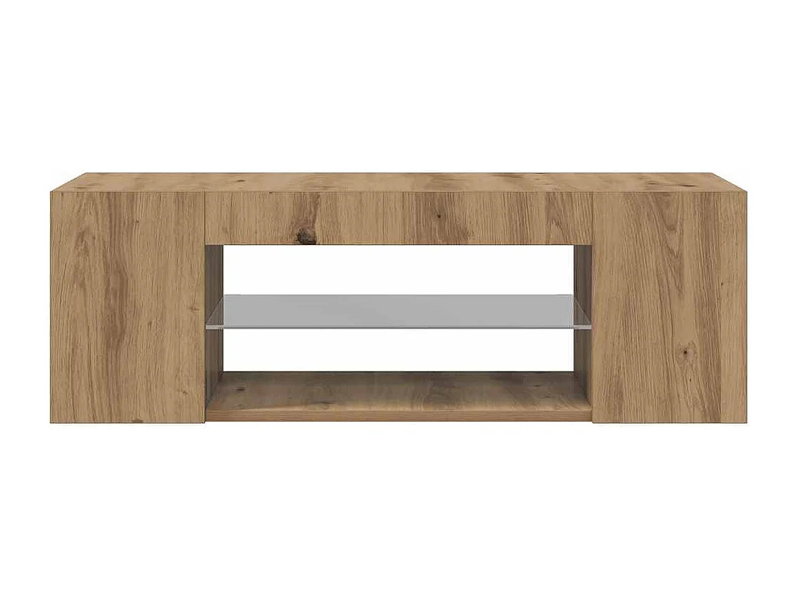 Meuble TV avec lumières LED chêne artisanal bois d'ingénierie