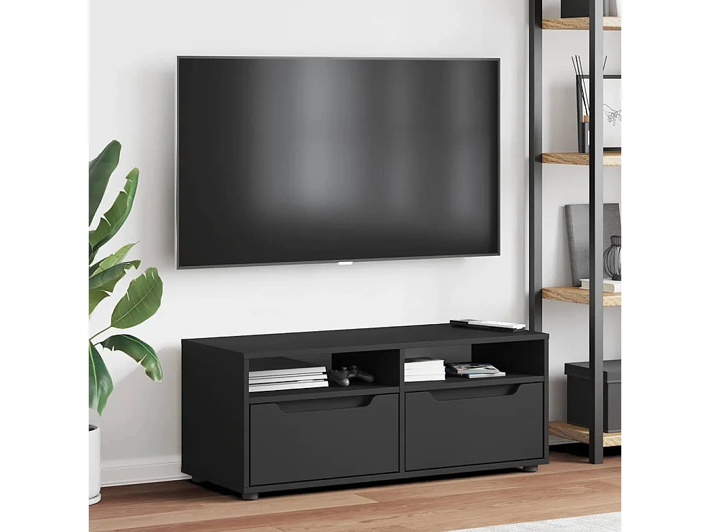 Meuble TV VISNES noir 100x40x38 cm bois d'ingénierie