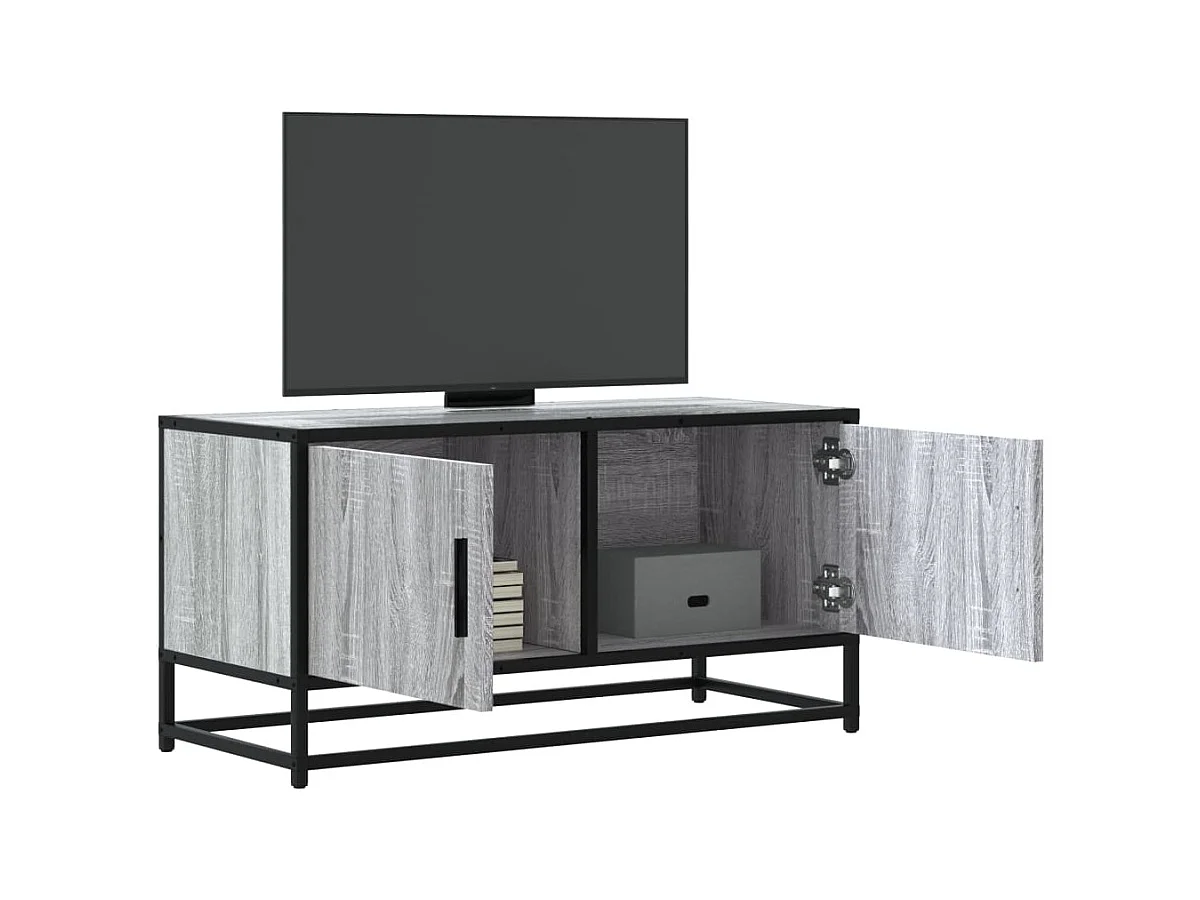 Meuble TV sonoma gris 80x34,5x40 cm bois d'ingénierie et métal