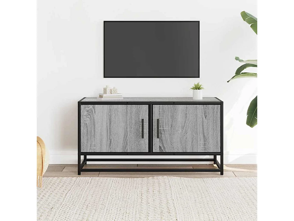Meuble TV sonoma gris 80x34,5x40 cm bois d'ingénierie et métal