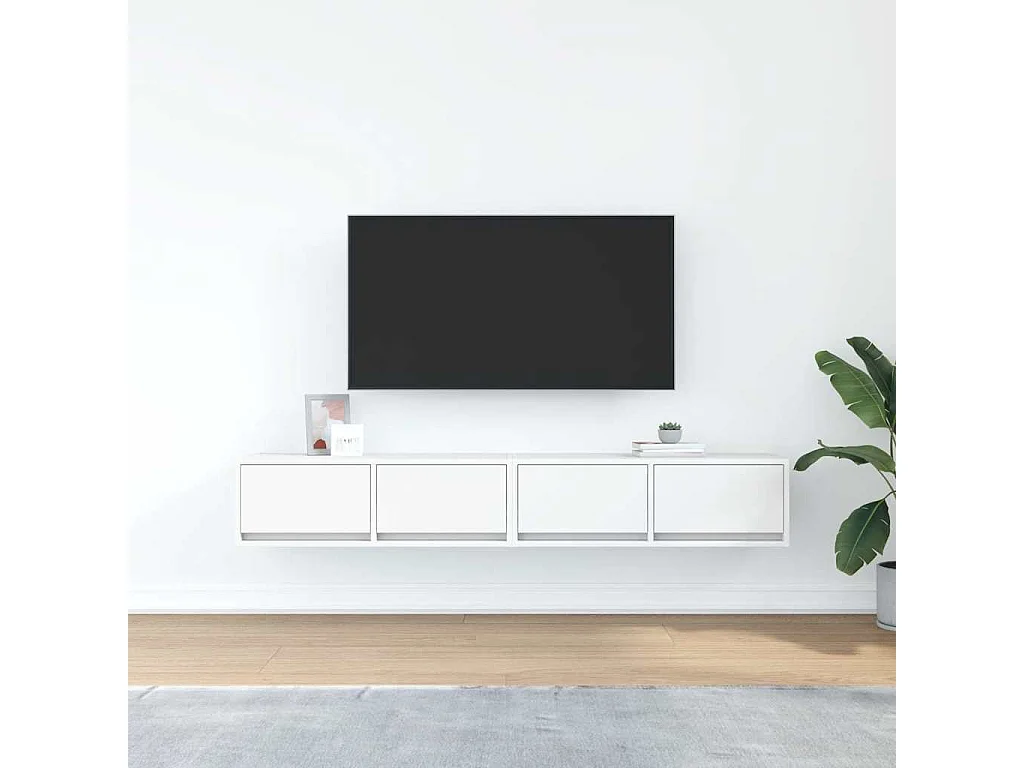 Meubles TV 2 pièces blanc 80x31x25,5 cm bois d'ingénierie