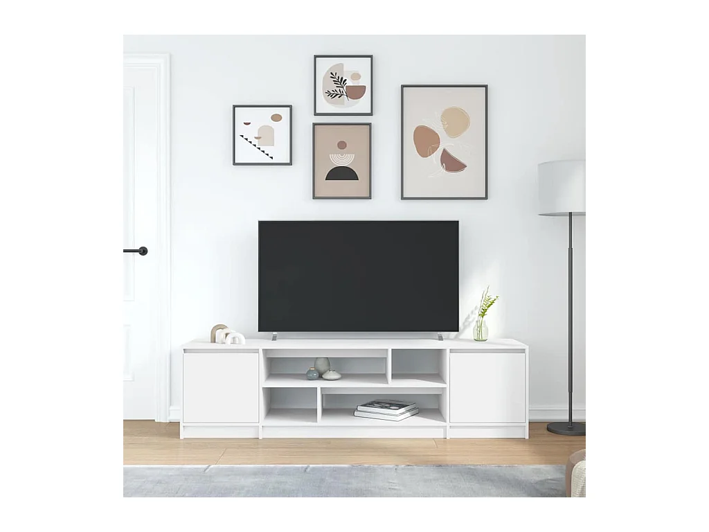 Meuble TV blanc 188,5x41x50 cm bois d'ingénierie