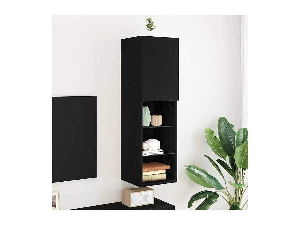 Meuble TV Noir 30.5 x 30 x 102 cm Bois d'ingénierie