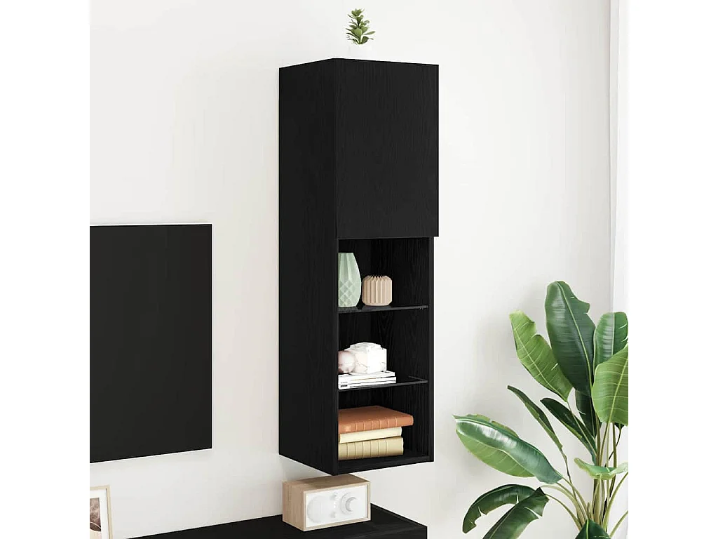 Meuble TV Noir 30.5 x 30 x 102 cm Bois d'ingénierie