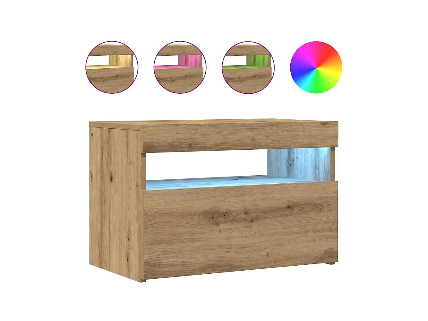 Meuble TV avec lumières LED chêne artisanal bois d'ingénierie