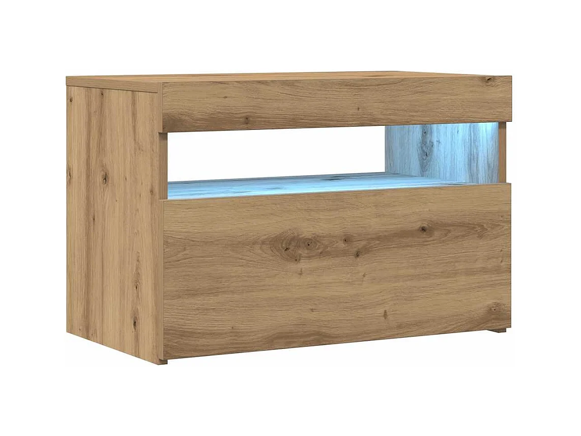 Meuble TV avec lumières LED chêne artisanal bois d'ingénierie