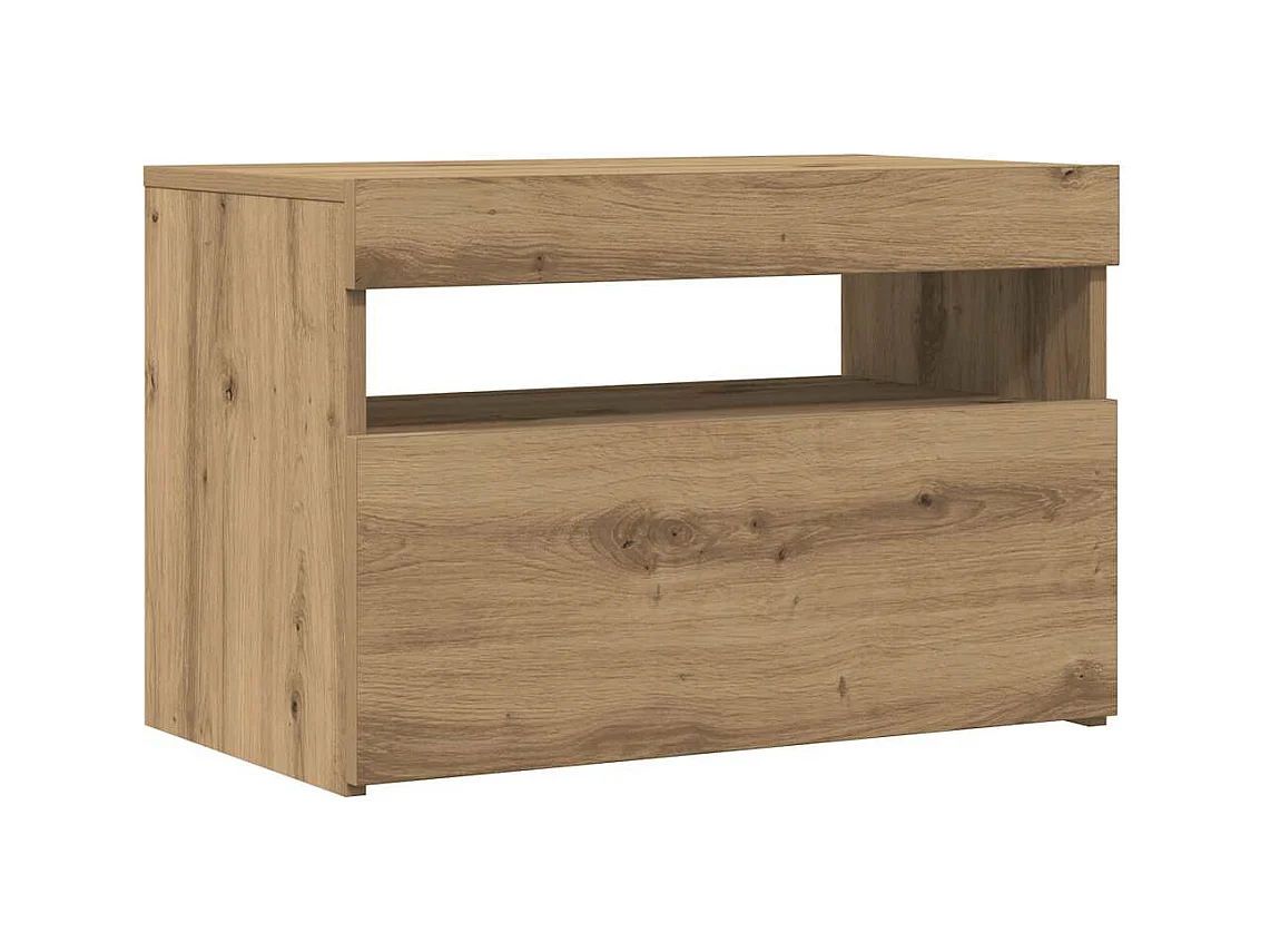 Meuble TV avec lumières LED chêne artisanal bois d'ingénierie