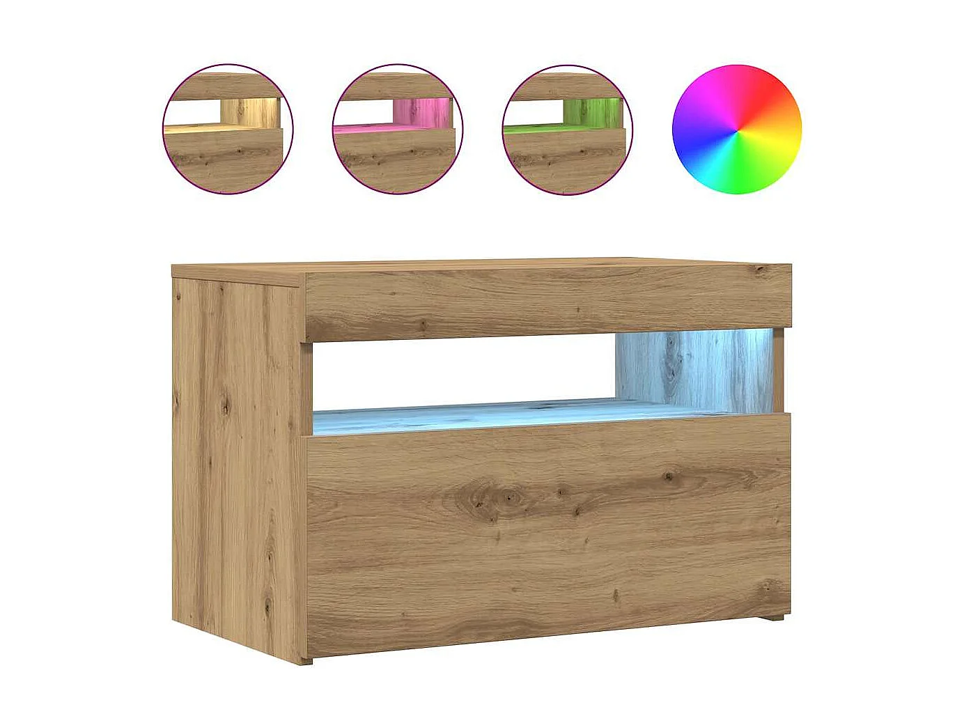 Meuble TV avec lumières LED chêne artisanal bois d'ingénierie