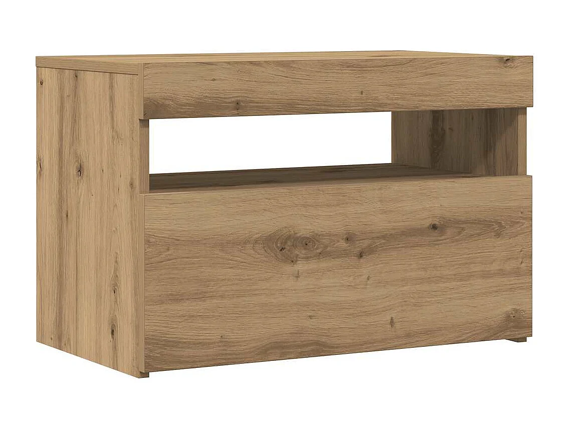 Meuble TV avec lumières LED chêne artisanal bois d'ingénierie