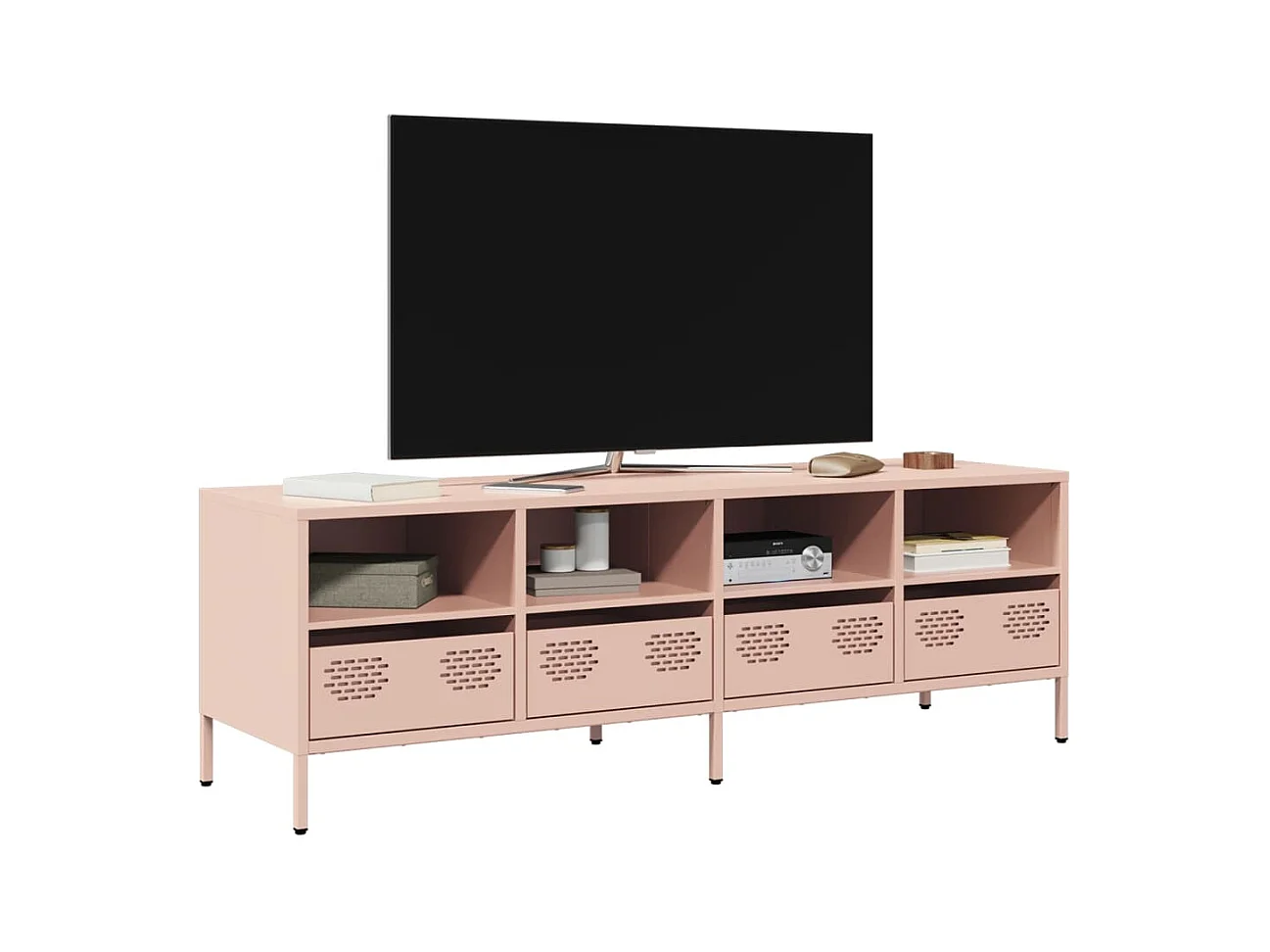 Meuble TV rose 135x39x43,5 cm acier laminé à froid