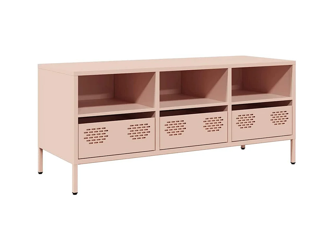 Meuble TV rose 101,5x39x43,5 cm acier laminé à froid