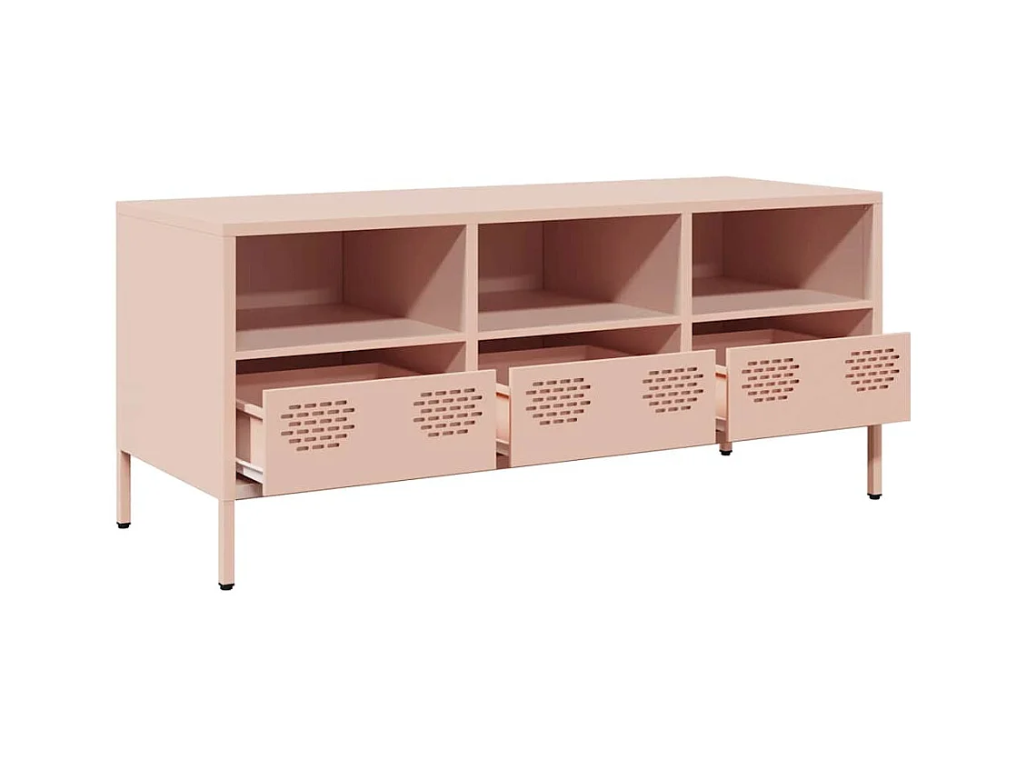 Meuble TV rose 101,5x39x43,5 cm acier laminé à froid