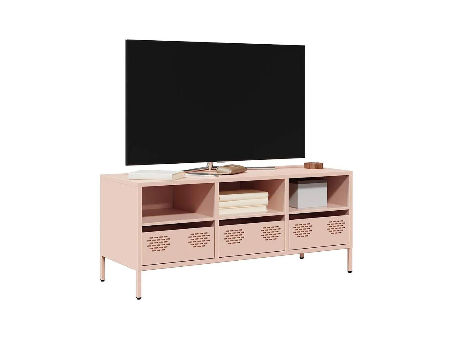 Mueble para TV acero laminado en frío rosa 101,5x39x43,5 cm