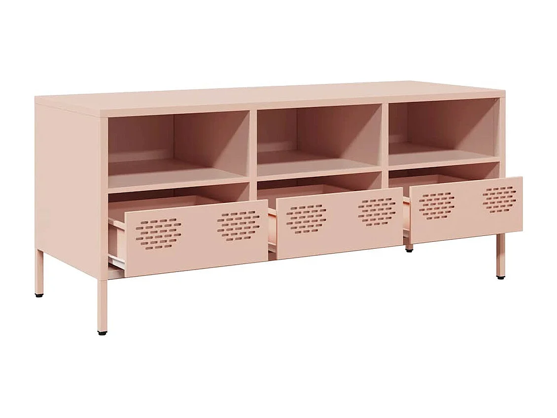 Meuble TV rose 101,5x39x43,5 cm acier laminé à froid