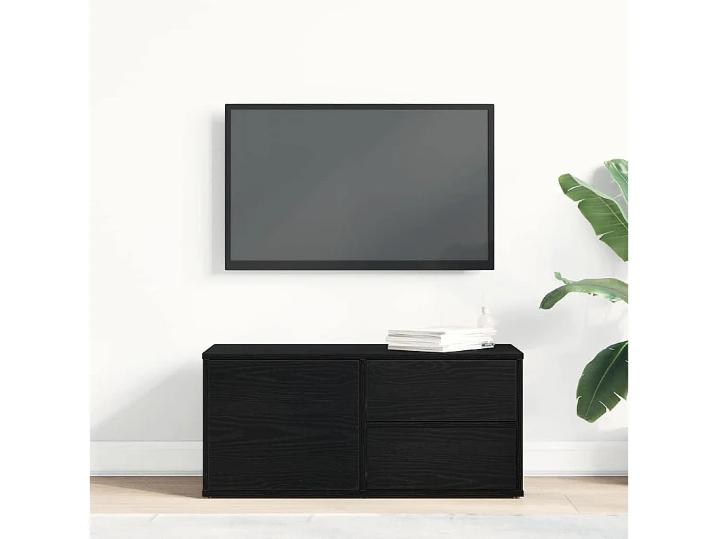 Meuble TV avec tiroir Noir 80 x 34 x 35.5 cm Bois d'ingénierie