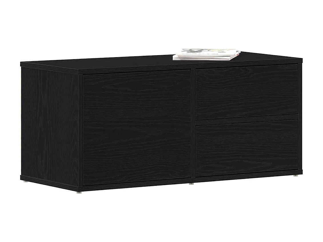 Meuble TV avec tiroir Noir 80 x 34 x 35.5 cm Bois d'ingénierie