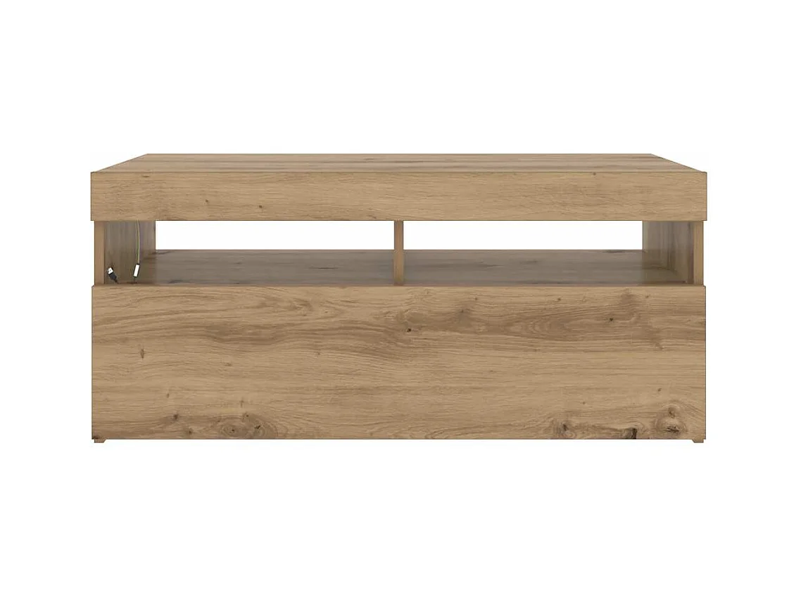 Meuble TV avec lumières LED chêne artisanal bois d'ingénierie