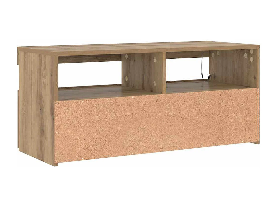 Meuble TV avec lumières LED chêne artisanal bois d'ingénierie
