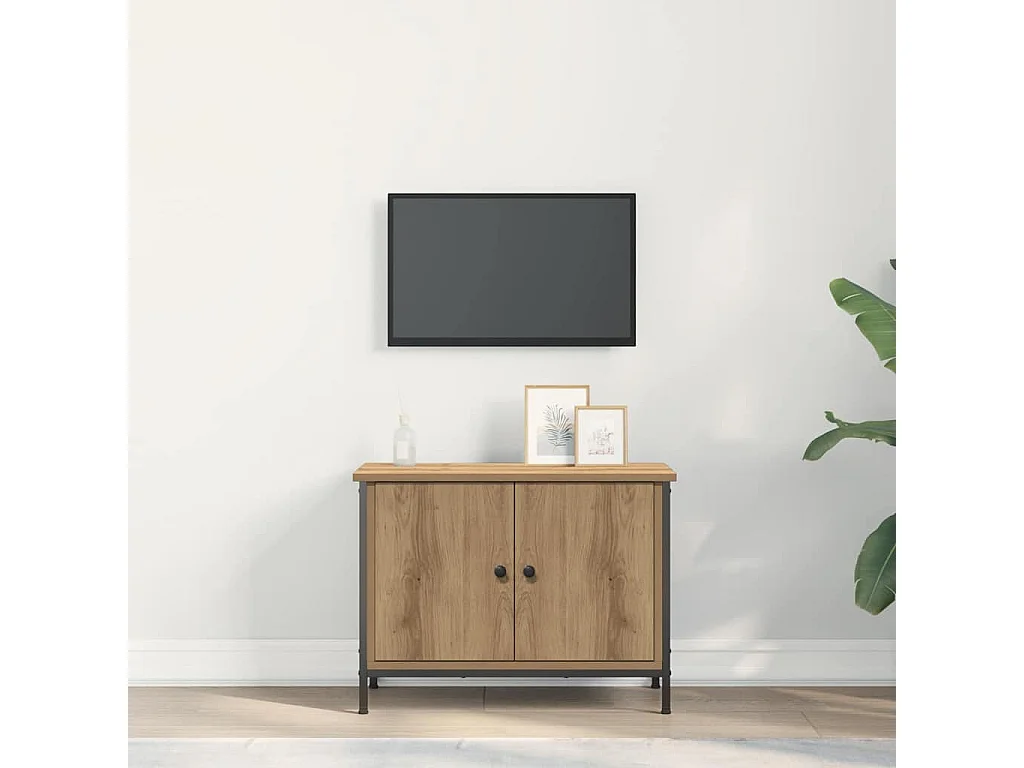 Meuble TV chêne artisanal 60 x 35 x 45 cm Bois d'ingénierie