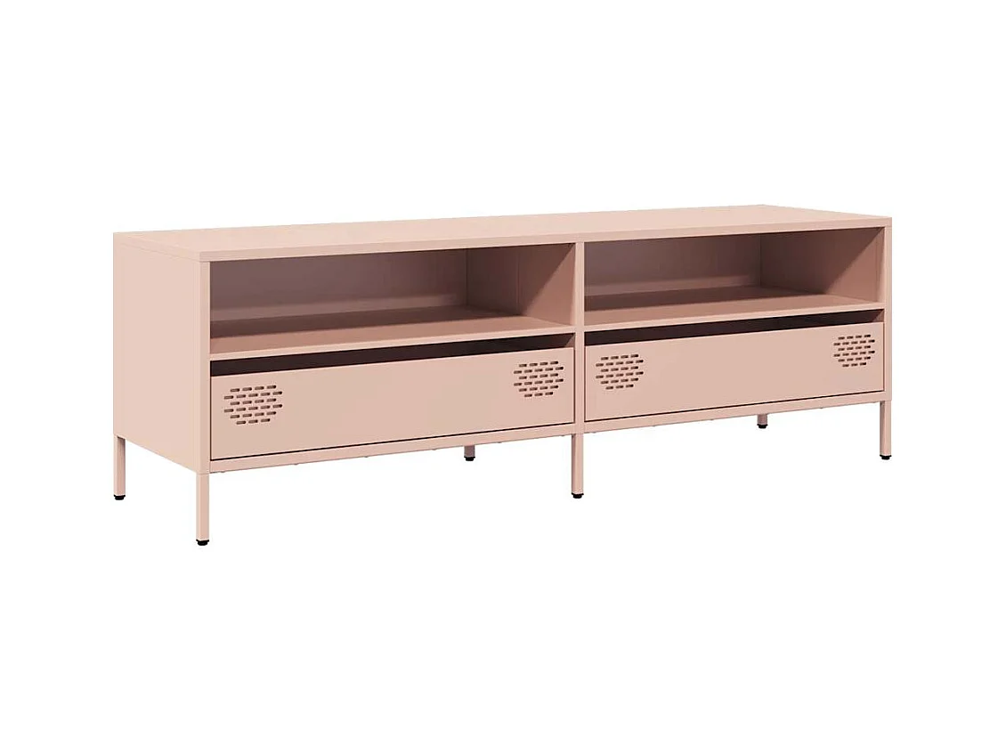 Meuble TV rose 135x39x43,5 cm acier laminé à froid