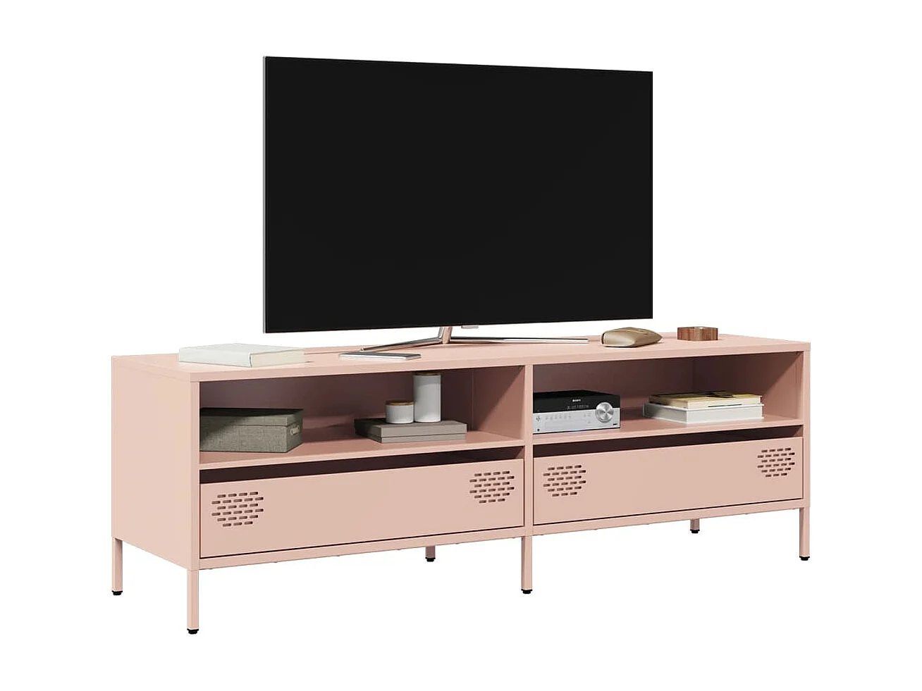 Meuble TV rose 135x39x43,5 cm acier laminé à froid