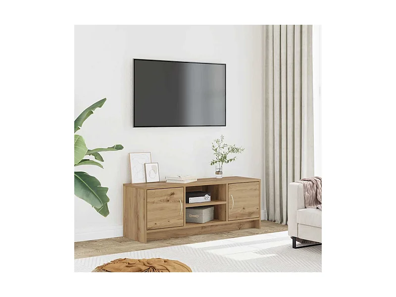 Meuble TV chêne artisanal 102x30x37,5 cm bois d'ingénierie