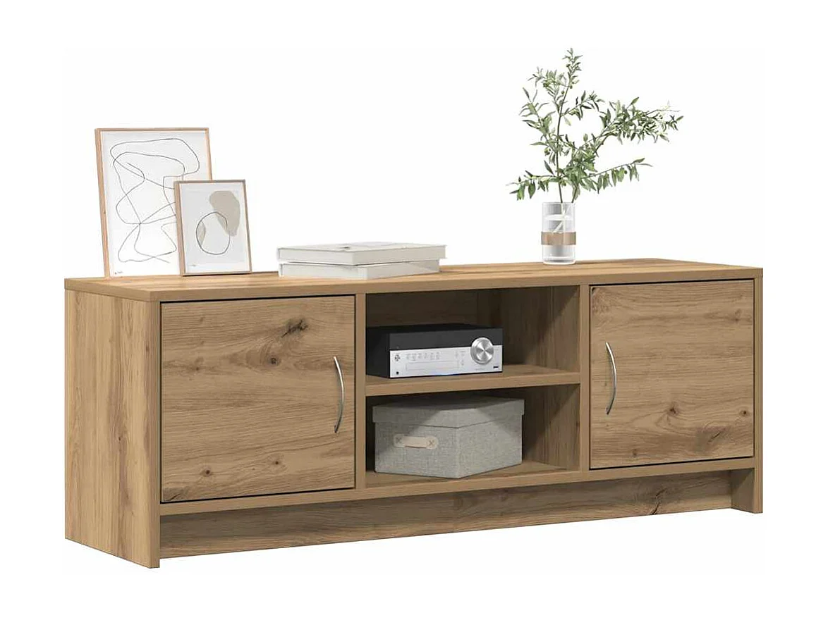 Meuble TV chêne artisanal 102x30x37,5 cm bois d'ingénierie