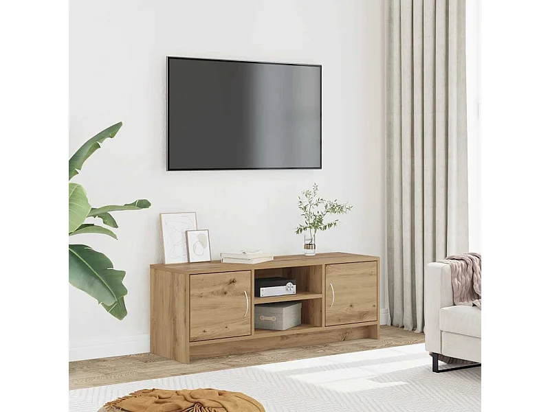 Meuble TV chêne artisanal 102x30x37,5 cm bois d'ingénierie