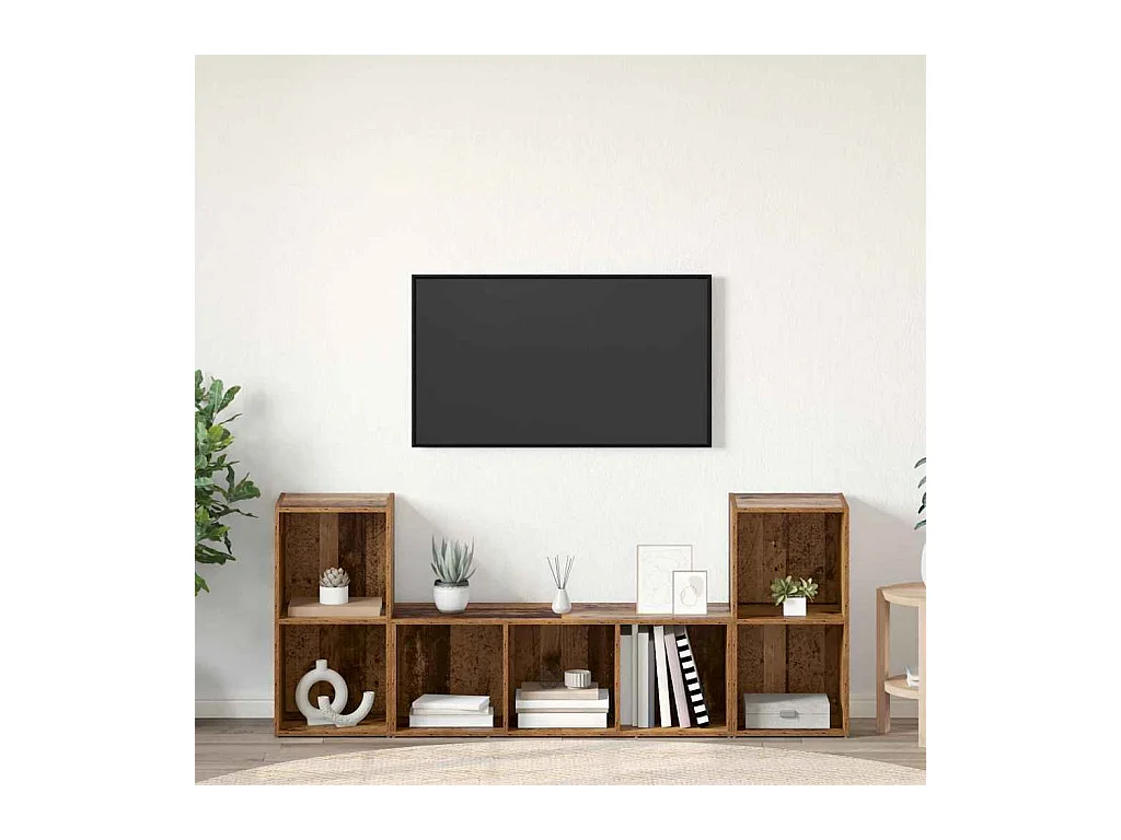 Meuble TV 3 pièces Marron 107 x 35 x 37 cm Bois d'ingénierie