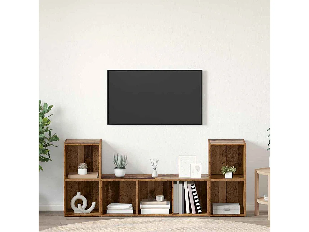 Meuble TV 3 pièces Marron 107 x 35 x 37 cm Bois d'ingénierie