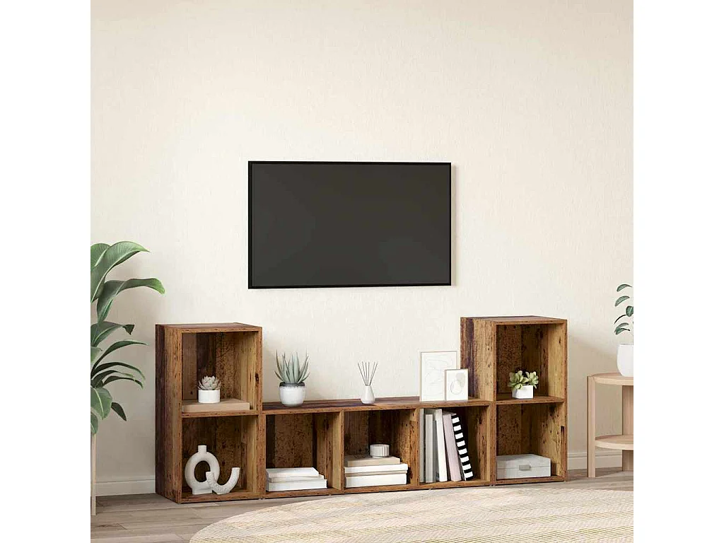 Meuble TV 3 pièces Marron 107 x 35 x 37 cm Bois d'ingénierie