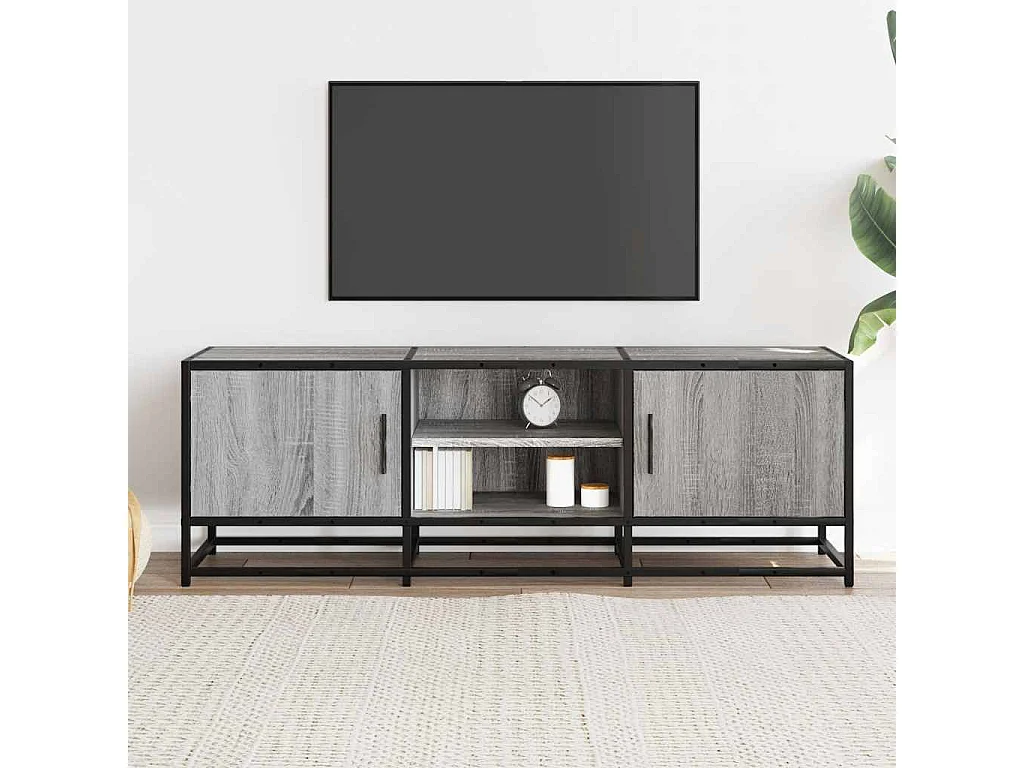 Meuble TV sonoma gris 120x35x41 cm bois d'ingénierie et métal