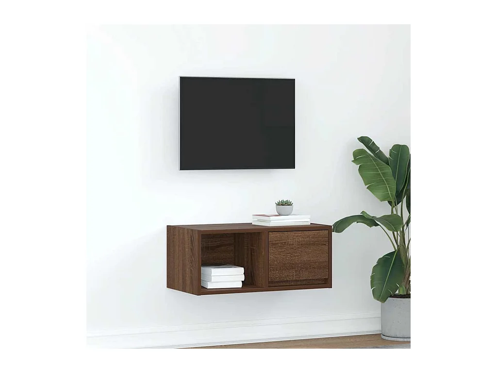 Meuble TV chêne marron 60x31x25,5 cm bois d'ingénierie