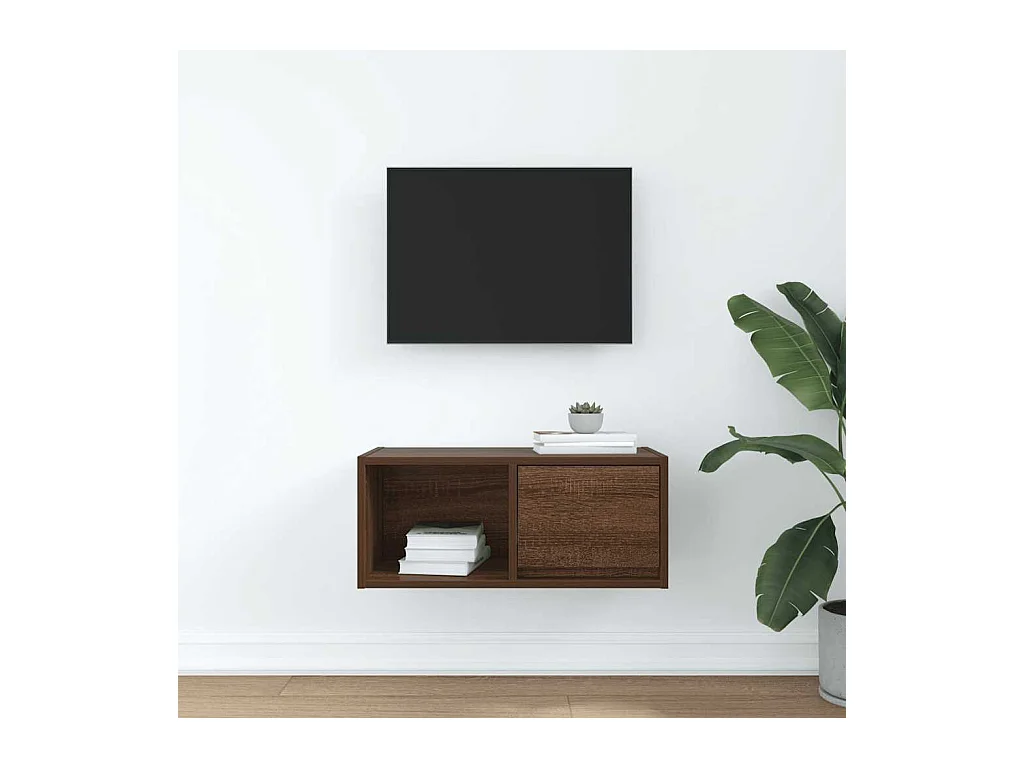 Meuble TV chêne marron 60x31x25,5 cm bois d'ingénierie