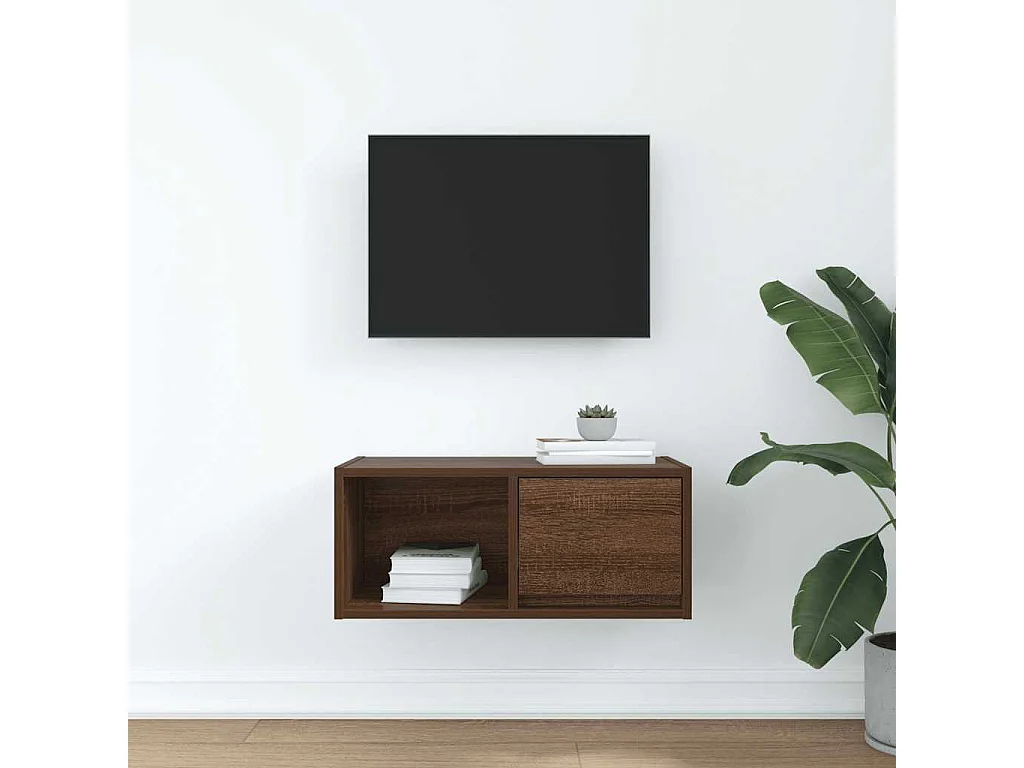 Móvel para TV 60x31x25,5cm derivados madeira carvalho castanho