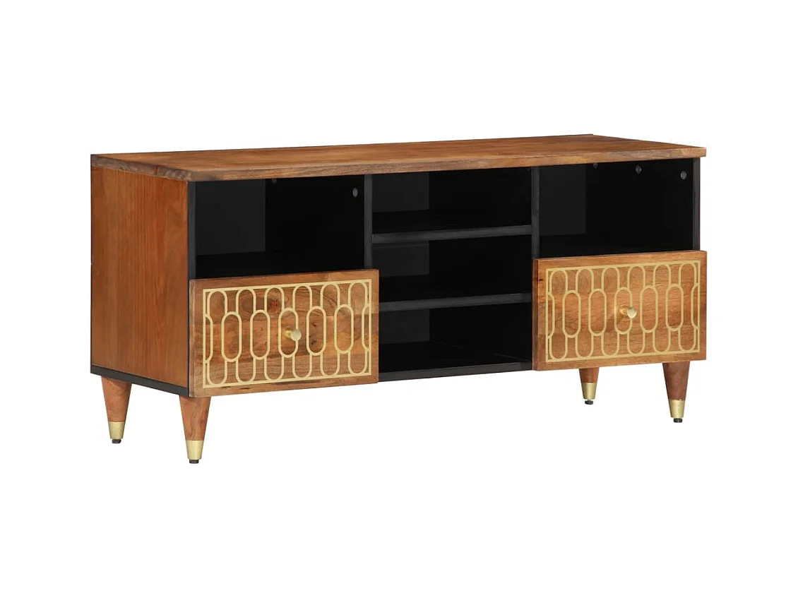 Meuble TV 100x33x46 cm bois massif de manguier