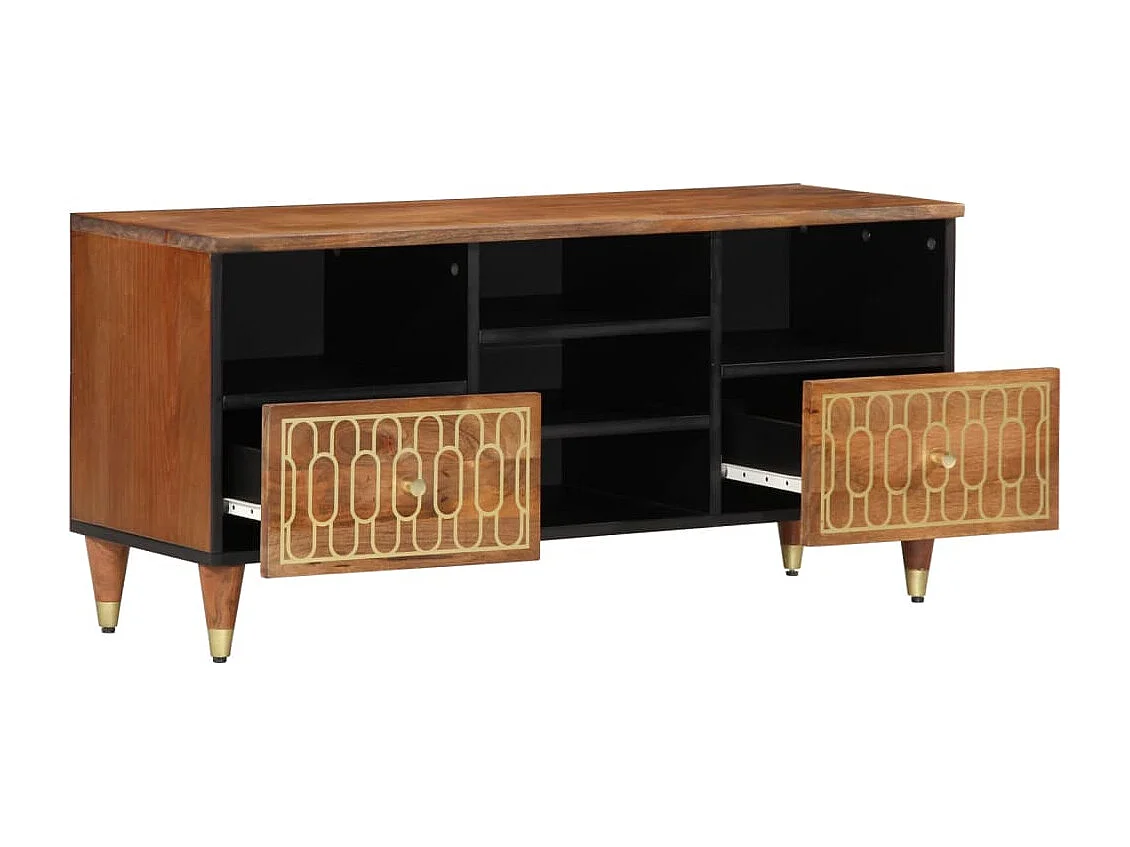 Meuble TV 100x33x46 cm bois massif de manguier