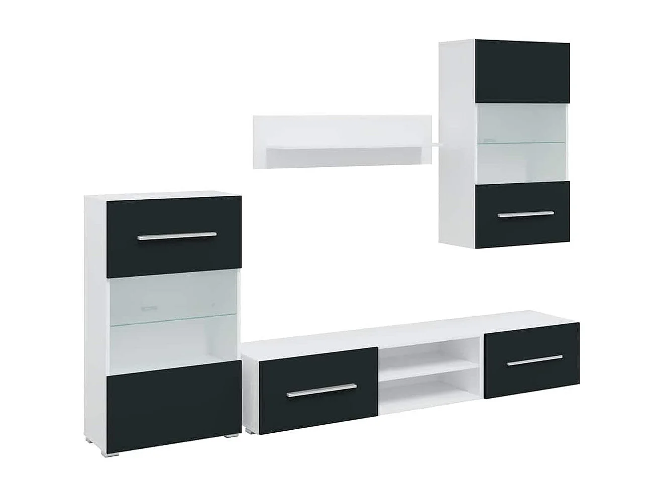 Muebles para TV 5 piezas con iluminación LED índigo mate