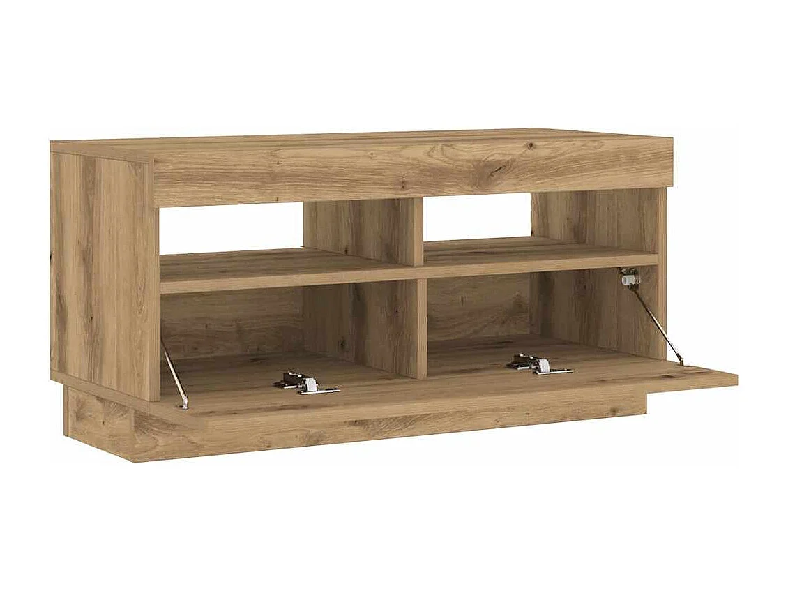 Meuble TV avec lumières LED chêne artisanal bois d'ingénierie