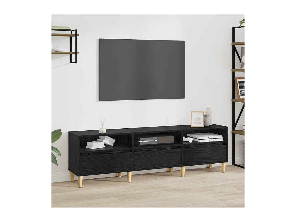 Gabinete para TV com gaveta Carvalho preto 150 x 30 x 45 cm