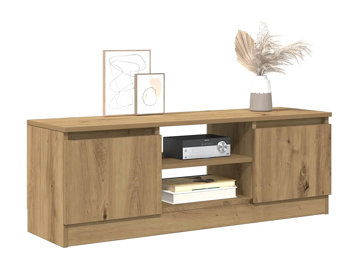 Meuble TV chêne artisanal 102x30x36 cm bois d'ingénierie