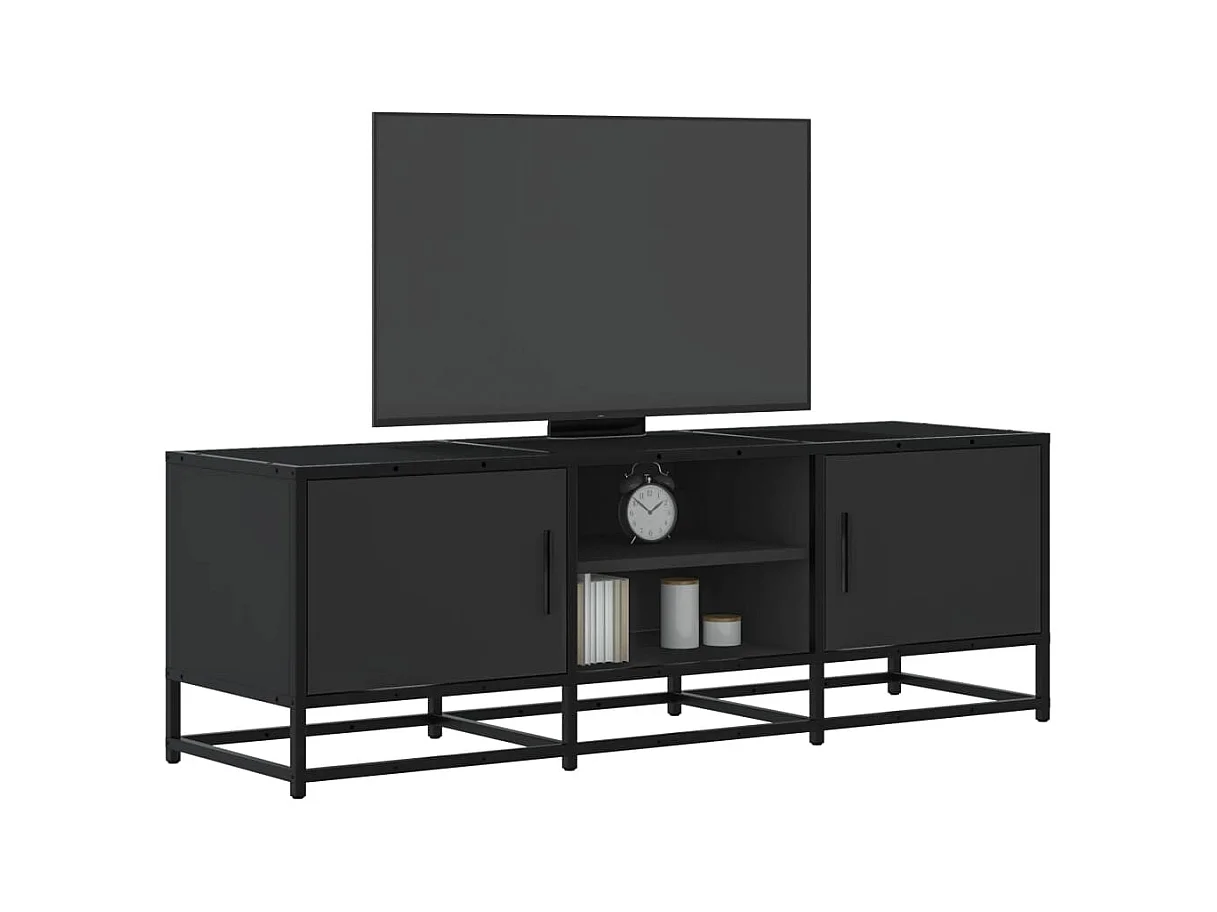Meuble TV noir 120x35x41 cm bois d'ingénierie et métal