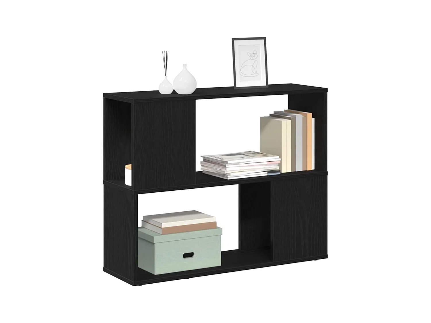 Meuble TV Noir 80 x 24 x 63 cm Bois d'ingénierie