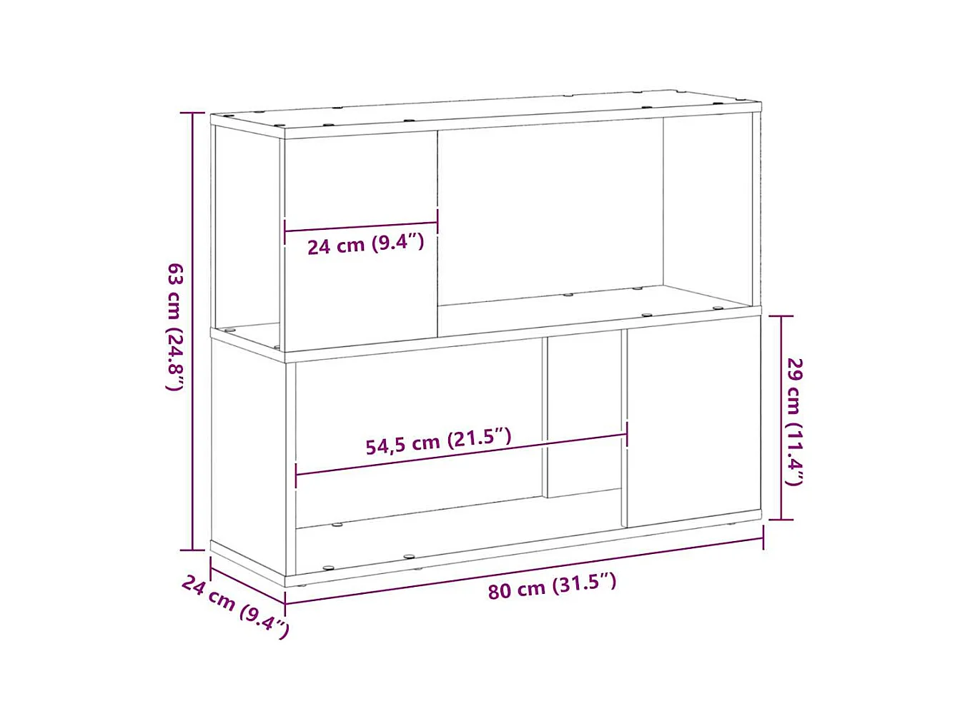 Meuble TV Noir 80 x 24 x 63 cm Bois d'ingénierie