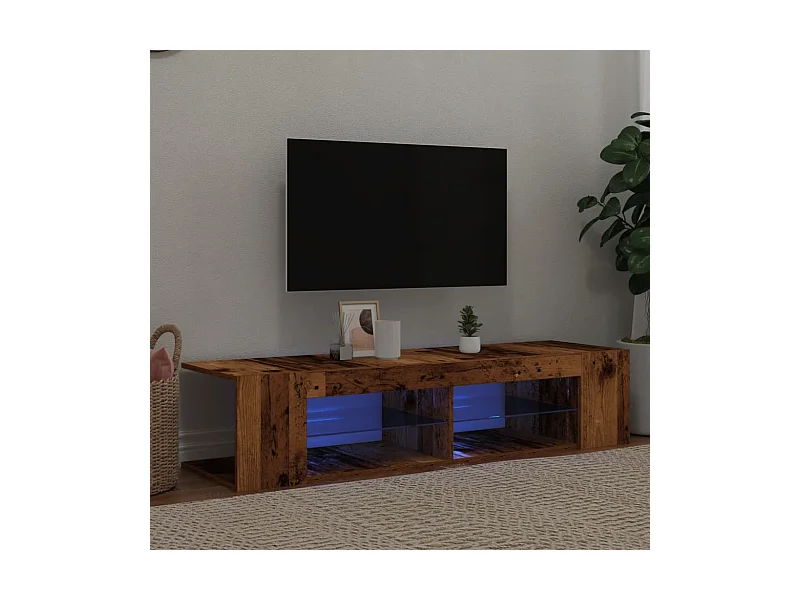 Móvel de TV com luzes LED derivados de madeira madeira velha