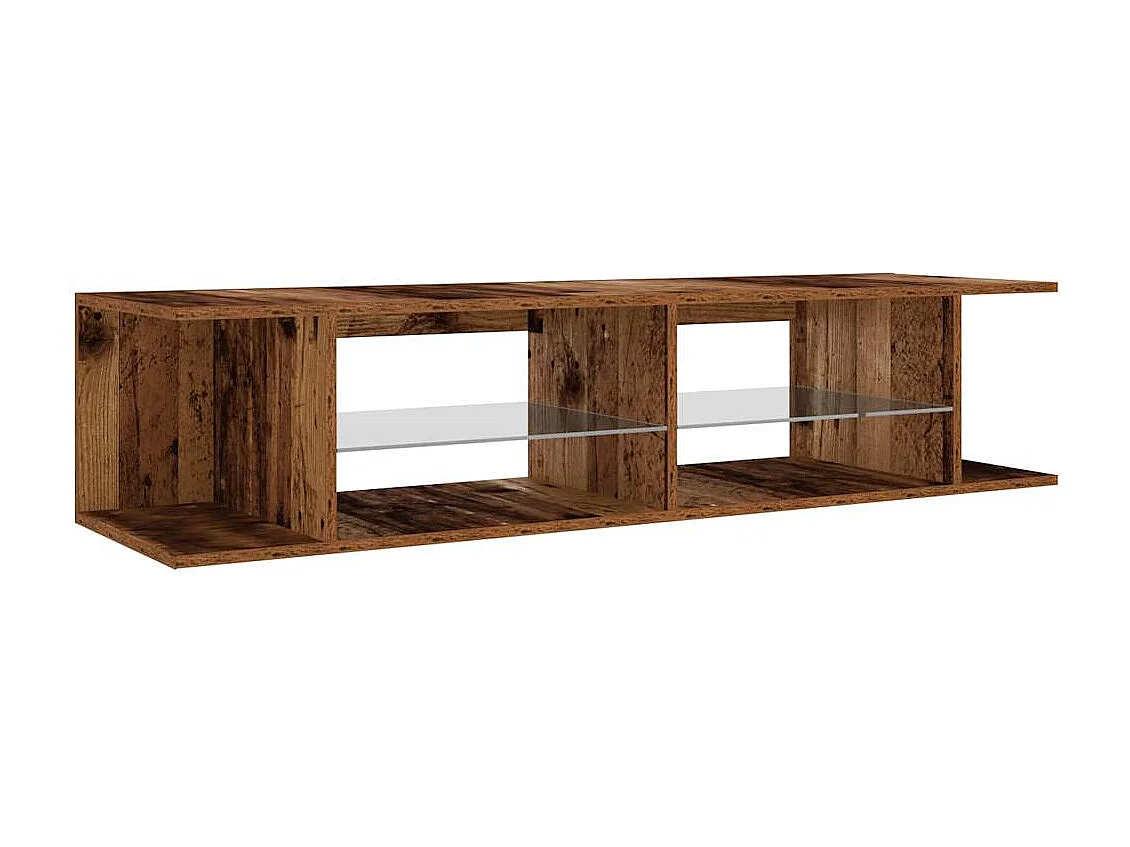 Meuble TV avec lumières LED vieux bois bois d'ingénierie