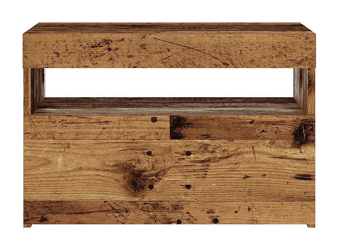 Meuble TV avec lumières LED vieux bois bois d'ingénierie