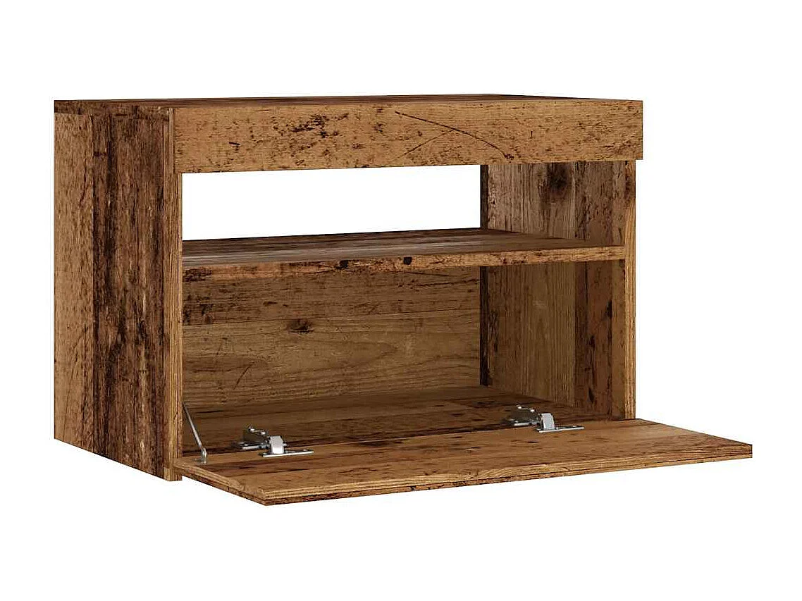 Meuble TV avec lumières LED vieux bois bois d'ingénierie